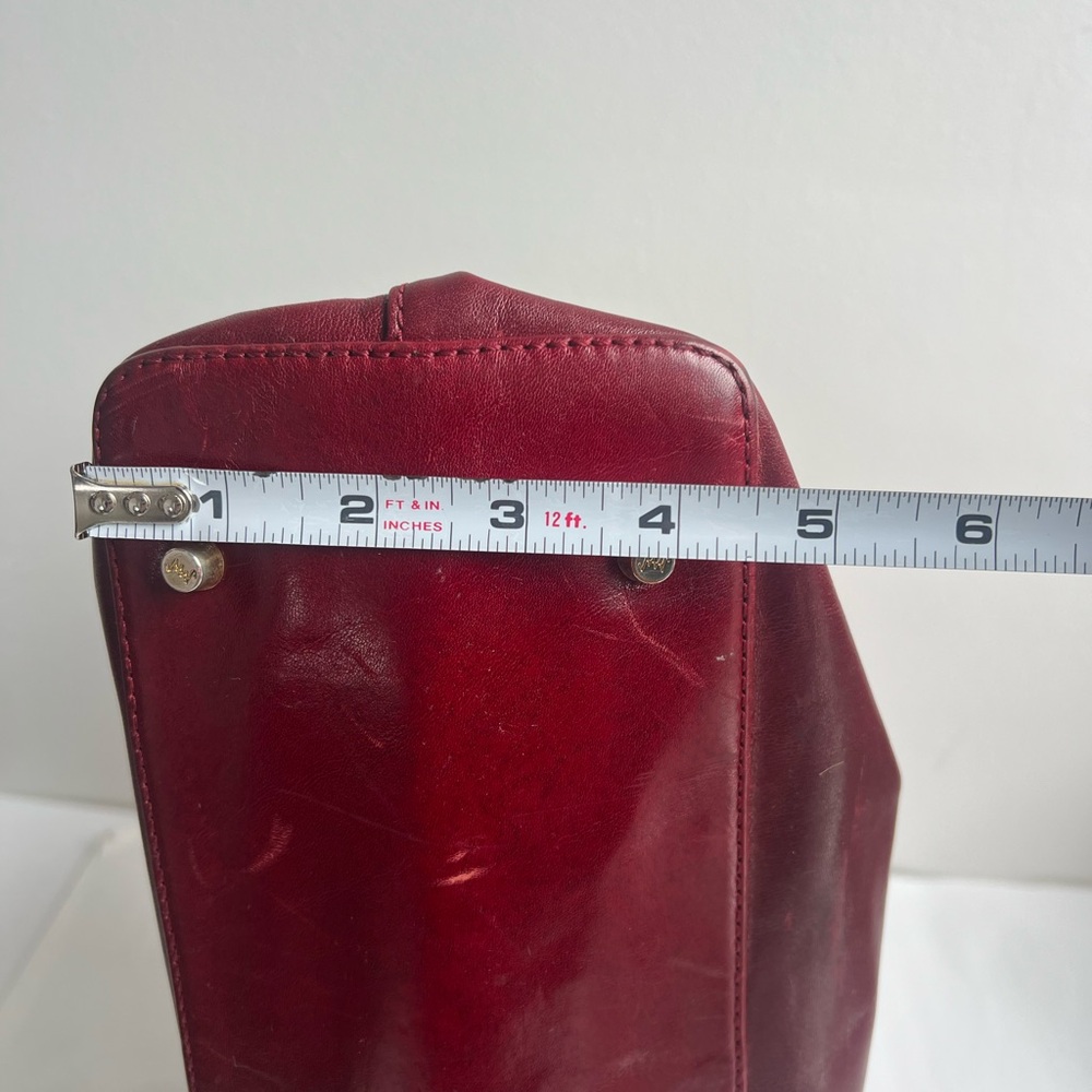 Vintage 90s Y2K Oxblood Leather Tote‎ Bag Structured Patina Minimalist Work Bag - Picture 14 of 14